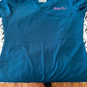 Skechers Blue V-Neck Scrub Top with Short Sleeves